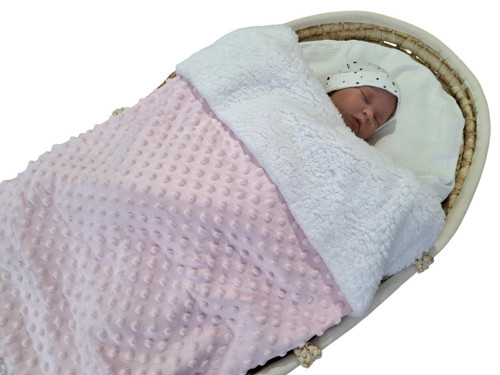 Teplá deka - minky s beránkem - růžová