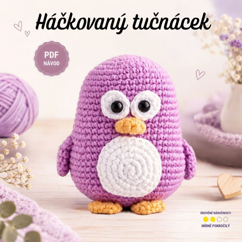 PDF Návod: Háčkovaný fialový tučňáček