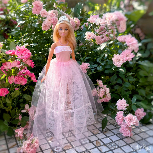 Princezna Barbie - Sada oblečení, Růžová s krajkou