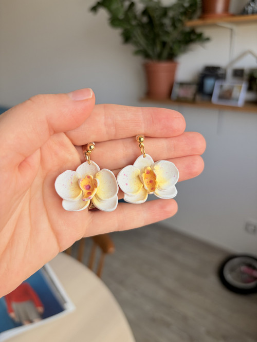 Náušnice Žlutá orchidej