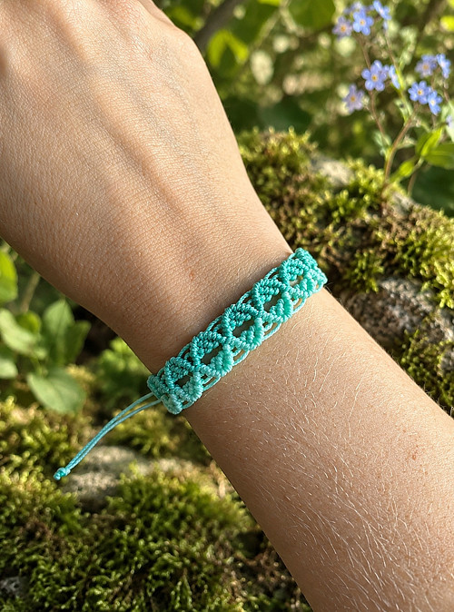 Macramé náramek, zelená