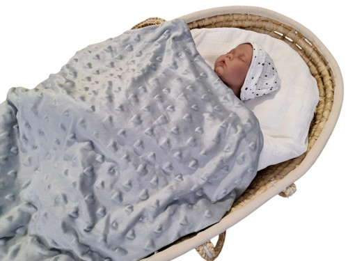 Dětská deka Minky - Šedá srdíčková