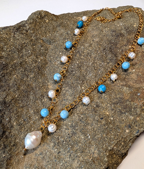 Larimar/Perly říční, chirurgická ocel