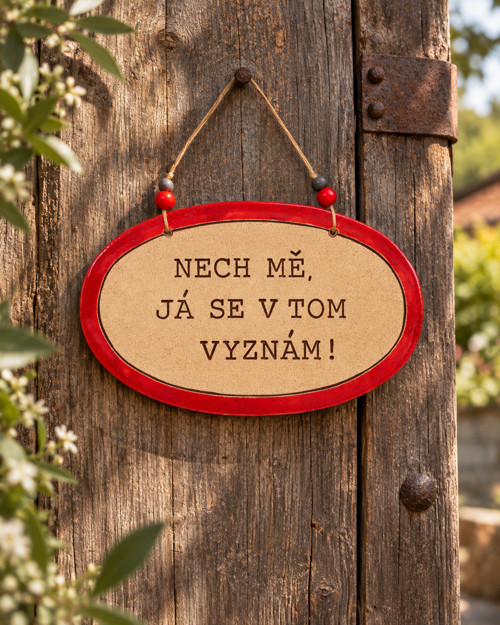 . 206 Keramická cedulka s vtipným textem