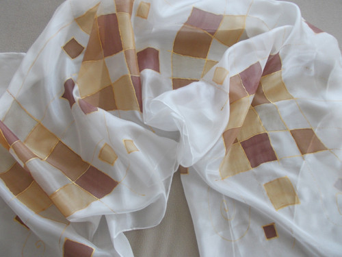 Hnědá geometrie, 140 x 45 cm
