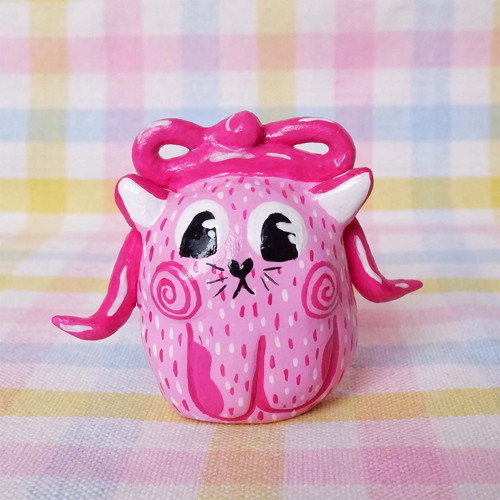 Keramická figurka kočky - Mašlička