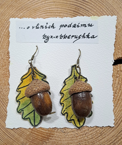Podzimní náušnice - žaludy - A