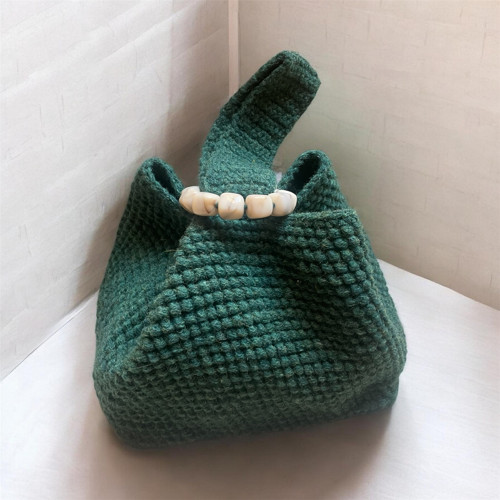Elegantní háčkovaná taška / pytlík – Lesní zelená