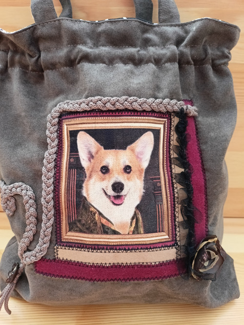 Látková taška - Portrét corgi