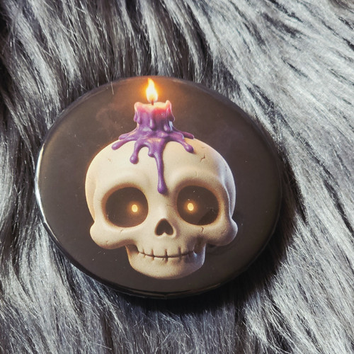 Halloweenská placka 44mm – Hřbitovní lebka