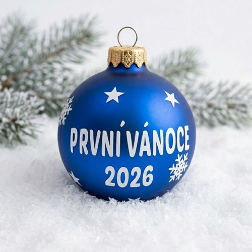 Vánoční baňka První Vánoce 2026 modrá