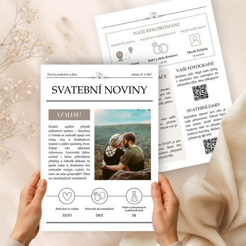 Svatební noviny - Canva šablona