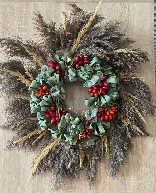 Velký podzimní věnec na dveře • 55 cm