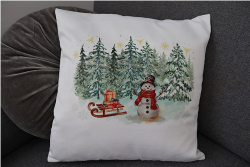 Vánoce se sněhulákem - povlak na polštář 40x40
