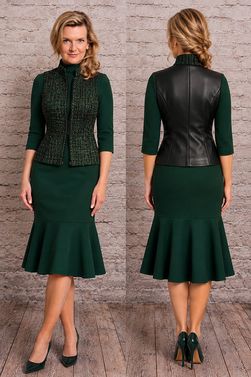 Vesta boucle/koženka - Greenary - Vel. 38