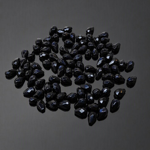 94x Černé broušené skleněné kapky, RAMŠ, 10mm