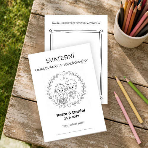 Svatební omalovánky - Canva šablona
