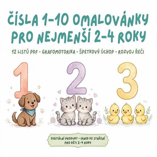 Čísla 1-10 Omalovánky pro nejmenší 2-4 roky PDF