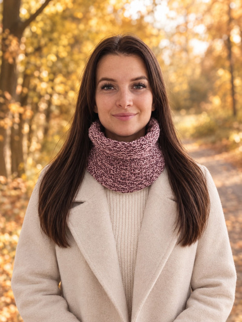 Nákrčník dámský bordó s růžovou - merino/kašmír