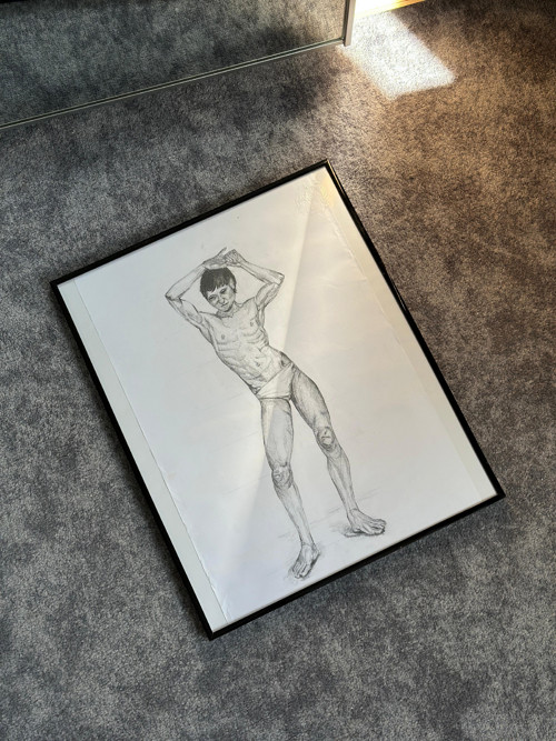 Handmade Charcoal Male Model Drawing NOT PRINT