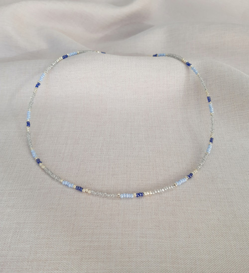 Barevný Choker Náhrdelník - Modrý