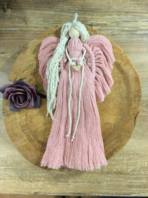 Macramé anděl v boho stylu - starorůžová. — foto 1