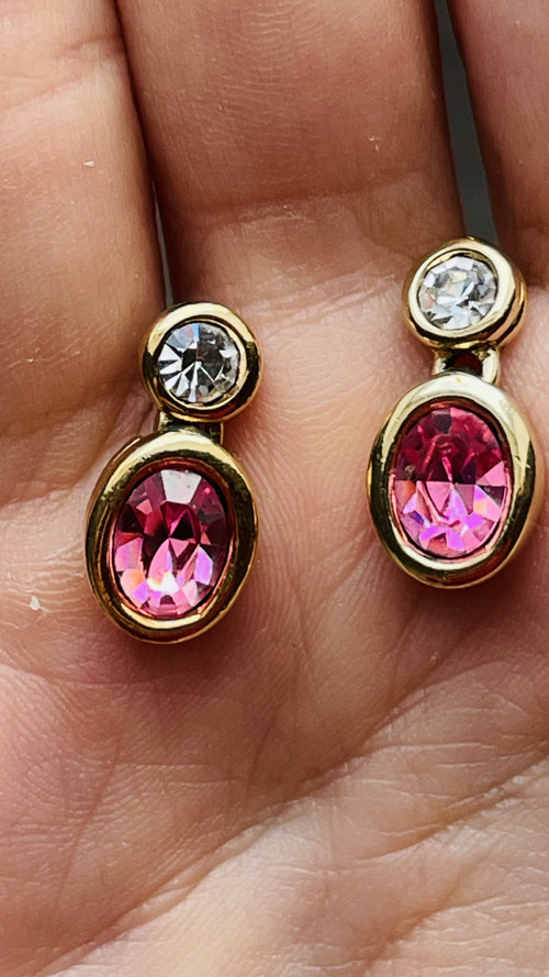 SWAROVSKI náušnice s růžovými krystaly