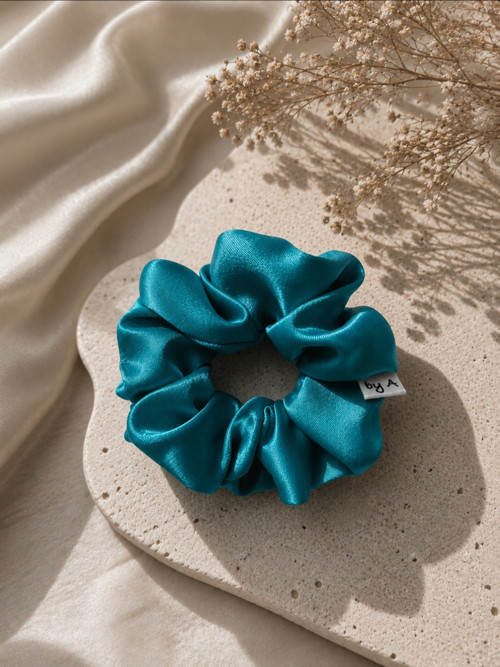 Saténová gumička scrunchie - tyrkysová
