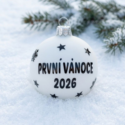 Vánoční baňka První Vánoce 2026 bílá