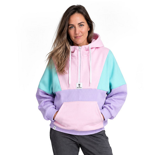 Dámská mikina s kapucí Barrsa Colorblock – růžová/