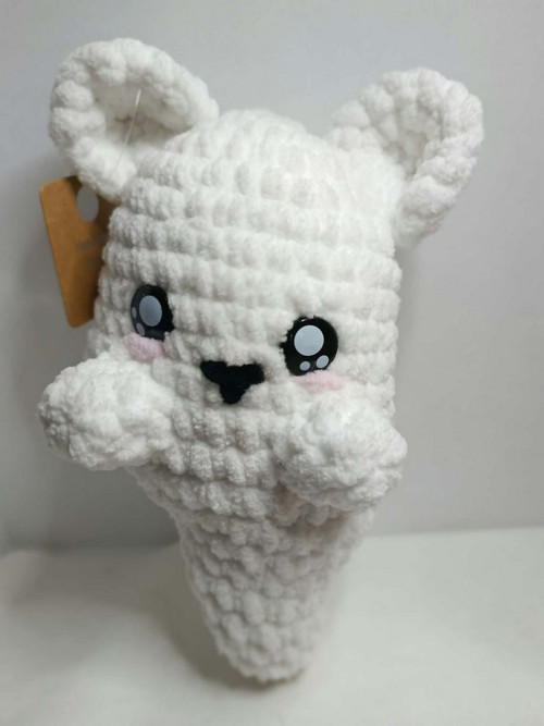Háčkovaný kočičí duch / dekorační postavička 21cm