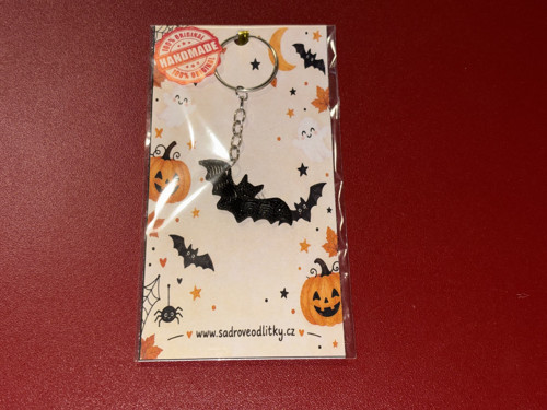 Halloweenský 3D přívěsek s dárk. kart. - netopýr