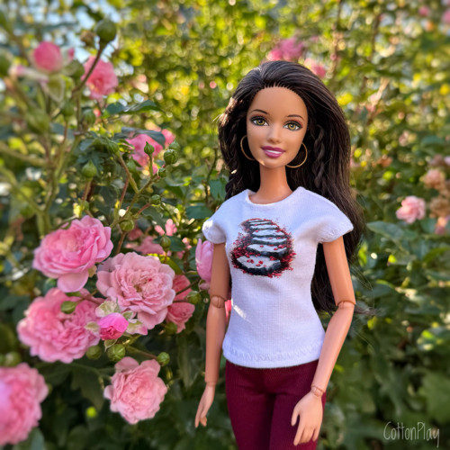 Tričko pro Barbie - kamenné schody, bílé