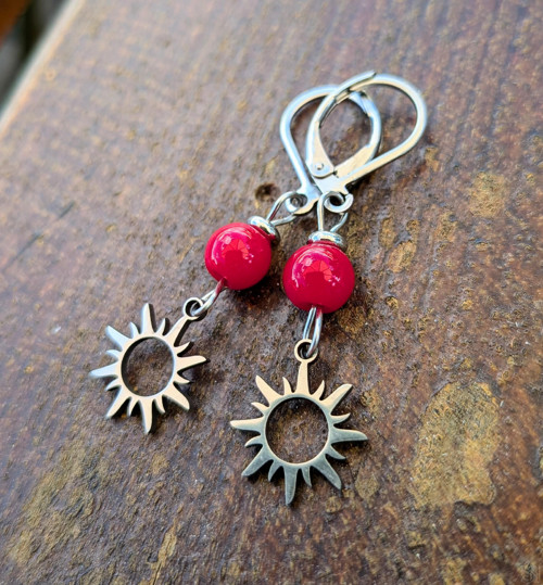 Handmade náušnice strieborné slnká s liečivým kame