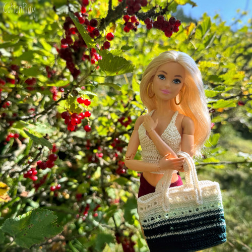 Plážová taška pro Barbie - tmavě zelená kombinace