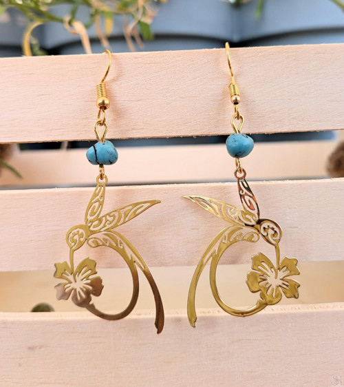 Handmade kolibríkové náušnice s liečivým kameňom t