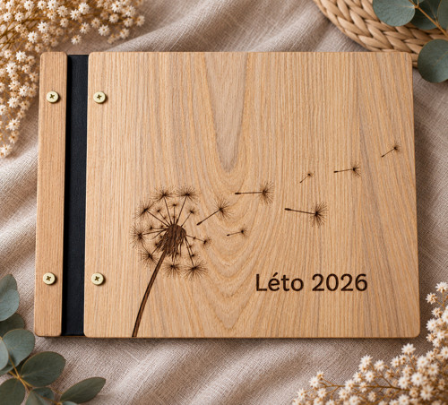 Dřevěné fotoalbum "Léto 2026" 30 listů/bílé