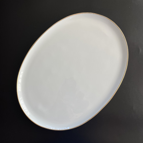 Starožitný velký oválný tác 41x30 cm, Loket EPIAG