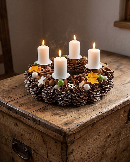 Adventní věnec staročeský s přírodními prvky