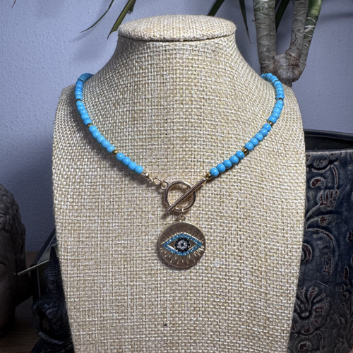 Tyrkysový náhrdelník s ochranným okem – boho / ori