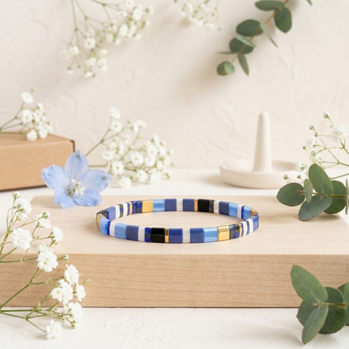 Moni náramek korálky Miyuki Gold Blue