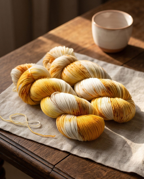 Ručně barvená příze - CRÈME BRÛLÉE — foto 1