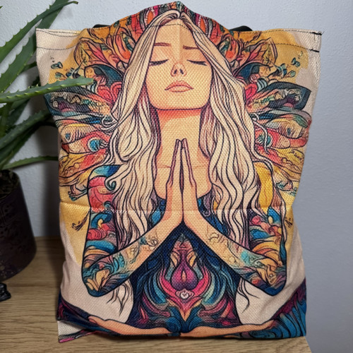 Plátěná taška s motivem ženy – boho / jóga / spiri