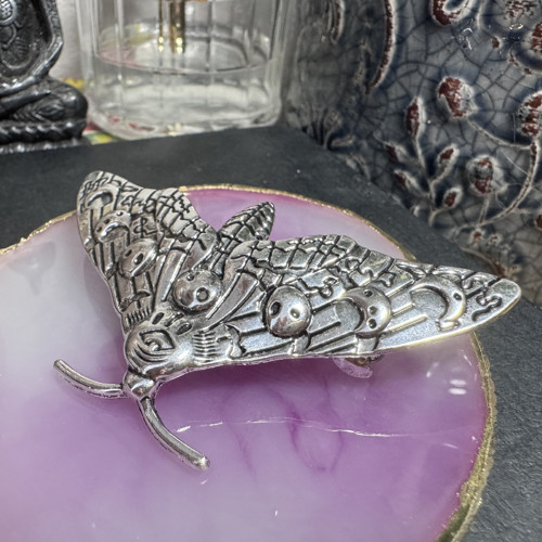 Kovová spona do vlasů s můrou – boho / vintage