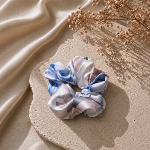Saténová gumička scrunchie - Letní zahrada