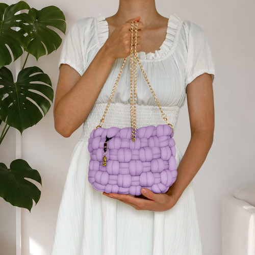 Lavender Bloom Mini chunky kabelka – ručně pletená