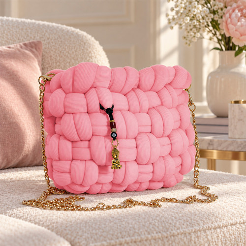 Cherry Blossom Mini chunky kabelka – ručně pletená