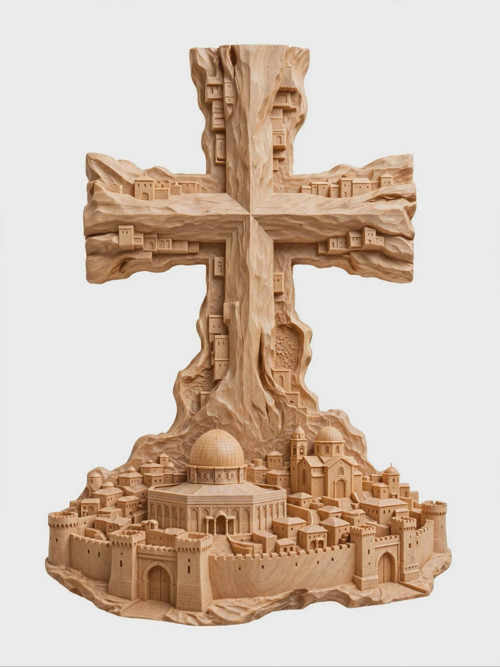 3D Drevorezba Kríž Jerusalem — foto 1