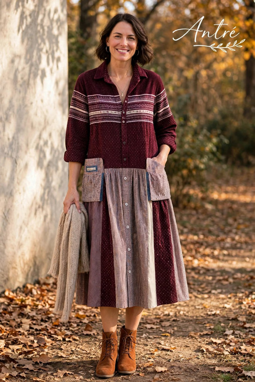 Košilové šaty Ántré " Podzimní Patchwork ".1 .kus — foto 1