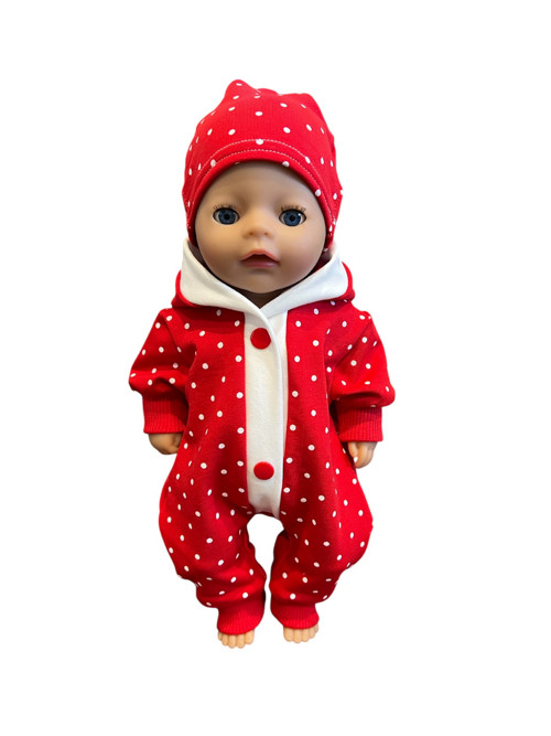 Overa pro Baby Born 36 cm - červené puntíky